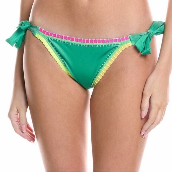 PQ Swim X Solange Ferrarini Crochet Trim Full Bikini bottoms green multi - S - Picture 1 of 11